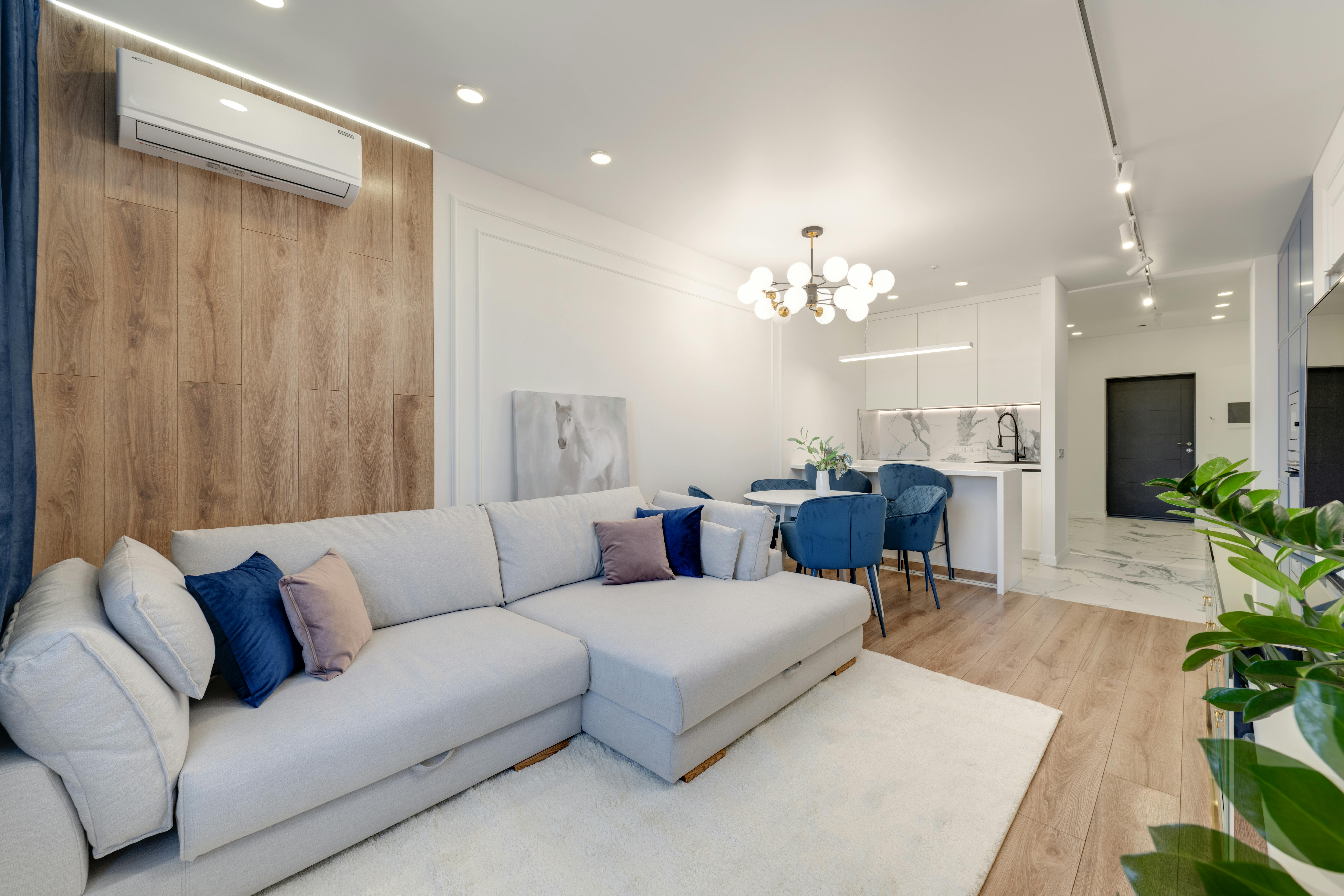 Moderne woonkamer met airconditioning